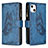 Leather Case Stands Butterfly Flip Cover L08 Holder for Apple iPhone 13 Blue