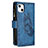 Leather Case Stands Butterfly Flip Cover L08 Holder for Apple iPhone 13 Blue