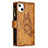 Leather Case Stands Butterfly Flip Cover L08 Holder for Apple iPhone 13 Brown