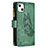 Leather Case Stands Butterfly Flip Cover L08 Holder for Apple iPhone 13 Green