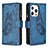 Leather Case Stands Butterfly Flip Cover L08 Holder for Apple iPhone 13 Pro Blue