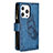 Leather Case Stands Butterfly Flip Cover L08 Holder for Apple iPhone 13 Pro Blue