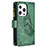 Leather Case Stands Butterfly Flip Cover L08 Holder for Apple iPhone 13 Pro Green