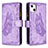 Leather Case Stands Butterfly Flip Cover L08 Holder for Apple iPhone 13 Purple