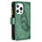 Leather Case Stands Butterfly Flip Cover L08 Holder for Apple iPhone 14 Pro Green