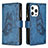 Leather Case Stands Butterfly Flip Cover L08 Holder for Apple iPhone 14 Pro Max Blue