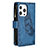 Leather Case Stands Butterfly Flip Cover L08 Holder for Apple iPhone 14 Pro Max Blue