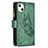 Leather Case Stands Butterfly Flip Cover L08 Holder for Apple iPhone 15 Green