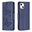 Leather Case Stands Butterfly Flip Cover L09 Holder for Apple iPhone 13 Blue