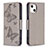 Leather Case Stands Butterfly Flip Cover L09 Holder for Apple iPhone 13 Gray