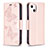 Leather Case Stands Butterfly Flip Cover L09 Holder for Apple iPhone 13 Pink