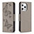 Leather Case Stands Butterfly Flip Cover L09 Holder for Apple iPhone 13 Pro Dark Gray