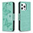 Leather Case Stands Butterfly Flip Cover L09 Holder for Apple iPhone 13 Pro Green