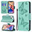 Leather Case Stands Butterfly Flip Cover L09 Holder for Apple iPhone 14 Green