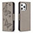 Leather Case Stands Butterfly Flip Cover L09 Holder for Apple iPhone 14 Pro Dark Gray