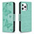 Leather Case Stands Butterfly Flip Cover L09 Holder for Apple iPhone 14 Pro Max Green