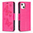 Leather Case Stands Butterfly Flip Cover L09 Holder for Apple iPhone 15 Hot Pink