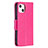 Leather Case Stands Butterfly Flip Cover L09 Holder for Apple iPhone 15 Hot Pink