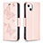 Leather Case Stands Butterfly Flip Cover L09 Holder for Apple iPhone 15 Pink