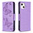 Leather Case Stands Butterfly Flip Cover L09 Holder for Apple iPhone 15 Plus Purple