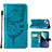 Leather Case Stands Butterfly Flip Cover L10 Holder for Apple iPhone 14 Blue