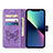 Leather Case Stands Butterfly Flip Cover L10 Holder for Apple iPhone 14 Clove Purple