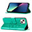 Leather Case Stands Butterfly Flip Cover L10 Holder for Apple iPhone 14 Green