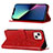 Leather Case Stands Butterfly Flip Cover L10 Holder for Apple iPhone 14 Plus Red