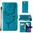 Leather Case Stands Butterfly Flip Cover L10 Holder for Apple iPhone 14 Pro Blue