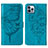 Leather Case Stands Butterfly Flip Cover L10 Holder for Apple iPhone 14 Pro Max Blue