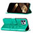 Leather Case Stands Butterfly Flip Cover L10 Holder for Apple iPhone 14 Pro Max Green