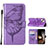 Leather Case Stands Butterfly Flip Cover L10 Holder for Apple iPhone 15 Clove Purple