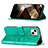 Leather Case Stands Butterfly Flip Cover L10 Holder for Apple iPhone 15 Green