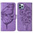 Leather Case Stands Butterfly Flip Cover L10 Holder for Apple iPhone 15 Pro Clove Purple