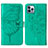 Leather Case Stands Butterfly Flip Cover L10 Holder for Apple iPhone 15 Pro Max Green