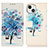 Leather Case Stands Fashionable Pattern Flip Cover A07 Holder for Apple iPhone 15 Plus Blue