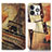 Leather Case Stands Fashionable Pattern Flip Cover A07 Holder for Apple iPhone 15 Pro Max Brown