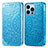 Leather Case Stands Fashionable Pattern Flip Cover H01 Holder for Apple iPhone 14 Pro Blue