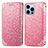 Leather Case Stands Fashionable Pattern Flip Cover H01 Holder for Apple iPhone 14 Pro Rose Gold