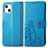 Leather Case Stands Fashionable Pattern Flip Cover H03 Holder for Apple iPhone 14 Plus Blue