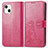 Leather Case Stands Fashionable Pattern Flip Cover H03 Holder for Apple iPhone 14 Plus Hot Pink