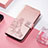 Leather Case Stands Fashionable Pattern Flip Cover H04 Holder for Apple iPhone 14 Pro Rose Gold