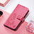 Leather Case Stands Fashionable Pattern Flip Cover H04 Holder for Apple iPhone 15 Hot Pink