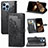 Leather Case Stands Fashionable Pattern Flip Cover H05 Holder for Apple iPhone 14 Pro