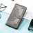 Leather Case Stands Fashionable Pattern Flip Cover H05 Holder for Apple iPhone 14 Pro Gray