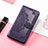 Leather Case Stands Fashionable Pattern Flip Cover H05 Holder for Apple iPhone 14 Pro Purple