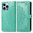 Leather Case Stands Fashionable Pattern Flip Cover H06 Holder for Apple iPhone 14 Pro Max Green