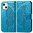 Leather Case Stands Fashionable Pattern Flip Cover H07 Holder for Apple iPhone 13 Mini Blue