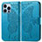 Leather Case Stands Fashionable Pattern Flip Cover H07 Holder for Apple iPhone 13 Pro Blue