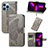 Leather Case Stands Fashionable Pattern Flip Cover H08 Holder for Apple iPhone 13 Pro